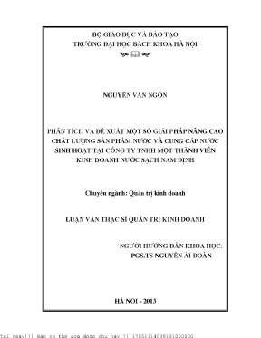 Giải Pháp Nâng Cao Chất Lượng Nước Sinh Hoạt Tại Công Ty