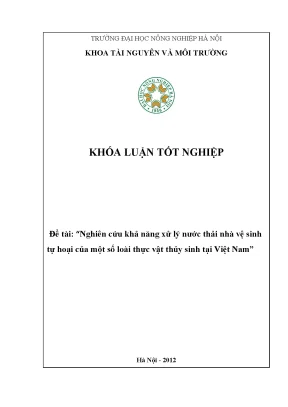 Nghiên Cứu Xử Lý Nước Thải Nhà Vệ Sinh Tự Hoại Bằng Thực 