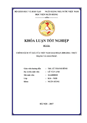 Chính Sách Tỷ Giá Việt Nam Giai Đoạn 2008-2016: Thực 