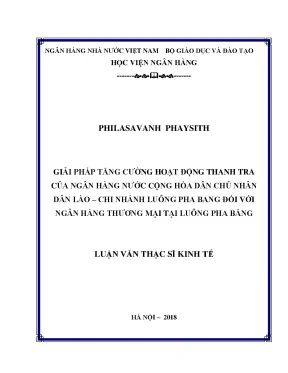 Giải Pháp Tăng Cường Hoạt Động Thanh Tra Ngân Hàng Tại Lào