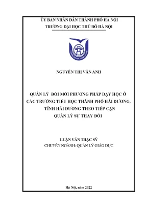 Quản Lý Đổi Mới Phương Pháp Dạy Học Ở Trường Tiểu Học 