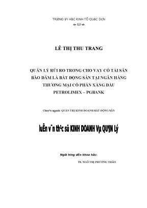 Quản Lý Rủi Ro Trong Cho Vay Bất Động Sản Tại PGBank