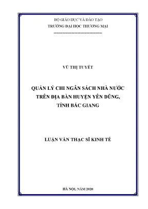 Quản Lý Chi Ngân Sách Nhà Nước Tại Huyện Yên Dũng, Tỉnh