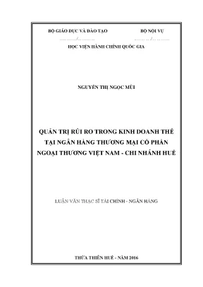 Quản Trị Rủi Ro Kinh Doanh Thẻ Tại Ngân Hàng Thương Mại