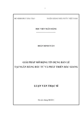 Giải Pháp Mở Rộng Tín Dụng Bán Lẻ Tại Ngân Hàng Đầu Tư