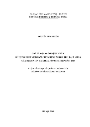 Đặc Điểm Bệnh Nhân Sử Dụng Dịch Vụ Khám Chữa Bệnh Ngoại