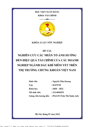 Nghiên Cứu Nhân Tố Ảnh Hưởng Đến Hiệu Quả Tài Chính