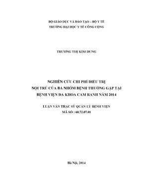 Nghiên Cứu Chi Phí Điều Trị Nội Trú Tại Bệnh Viện Đa