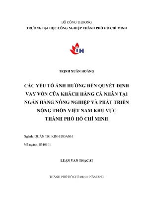 Các Yếu Tố Ảnh Hưởng Đến Quyết Định Vay Vốn Tại Agribank