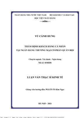 Thẩm Định Khách Hàng Cá Nhân Tại Ngân Hàng Thương Mại Cổ