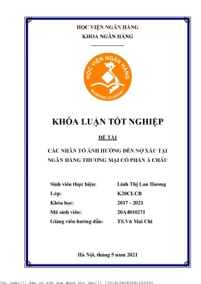 Các Nhân Tố Ảnh Hưởng Đến Nợ Xấu Tại Ngân Hàng Thương