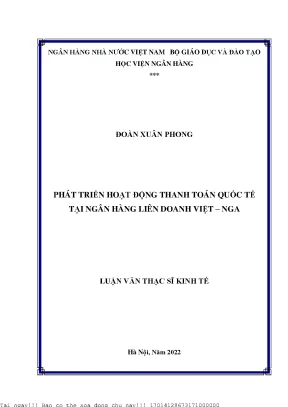 Phát Triển Hoạt Động Thanh Toán Quốc Tế Tại Ngân Hàng