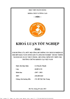 Ảnh Hưởng Của Công Bố Thông Tin Trách Nhiệm Xã Hội Đến