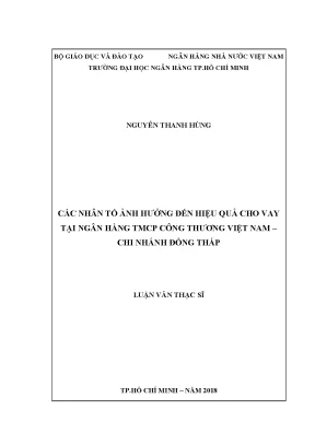 Các Nhân Tố Ảnh Hưởng Đến Hiệu Quả Cho Vay Tại Ngân Hàng 