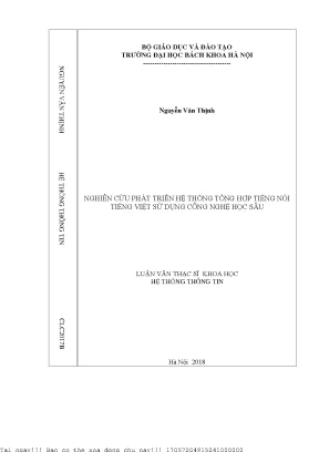 Nghiên Cứu Phát Triển Hệ Thống Tổng Hợp Tiếng Nói Tiếng Việt