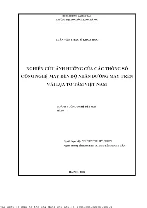 Nghiên cứu ảnh hưởng của thông số công nghệ may đến độ 