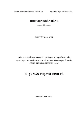 Giải Pháp Nâng Cao Hiệu Quả Quản Trị Rủi Ro Tín Dụng Tại