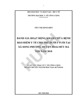 Đánh Giá Hoạt Động Khám Chữa Bệnh Bảo Hiểm Y Tế Cho Trẻ