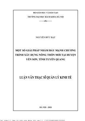 Giải Pháp Đẩy Mạnh Chương Trình Xây Dựng Nông Thôn Mới