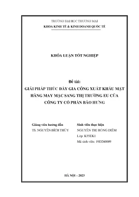 Giải Pháp Tăng Cường Gia Công Xuất Khẩu May Mặc Sang Thị