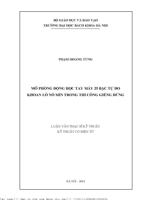 Mô Phỏng Động Học Tay Máy Khoan Lỗ Nổ Mìn Trong Thi Công 