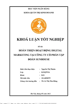 Hoàn Thiện Hoạt Động Digital Marketing Tại Công Ty Sunhouse