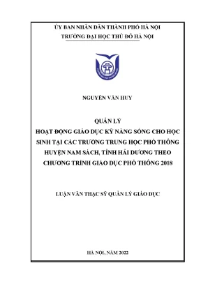 Quản Lý Giáo Dục Kỹ Năng Sống Cho Học Sinh Trung Học Phổ 