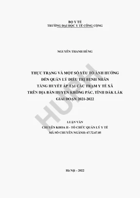 Quản Lý Điều Trị Bệnh Nhân Tăng Huyết Áp Tại Trạm Y Tế 