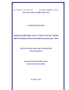 Đánh Giá Chất Lượng Nước Hồ Thành Phố Nam Định Giai Đoạn