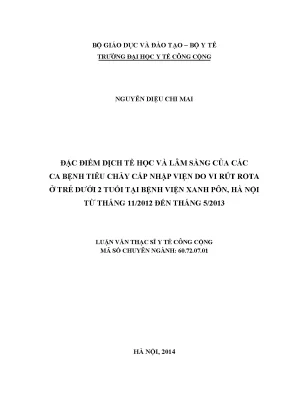 Đặc Điểm Dịch Tễ Học và Lâm Sàng của Tiêu Chảy Cấp do Vi