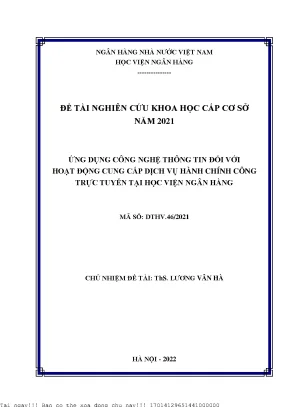 Ứng Dụng Công Nghệ Thông Tin Trong Cung Cấp Dịch Vụ Hành