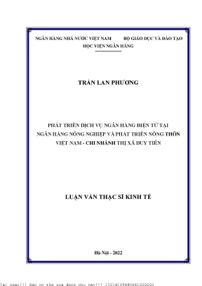 Phát Triển Dịch Vụ Ngân Hàng Điện Tử Tại Agribank Thị Xã