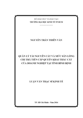 Quản Lý Tài Nguyên Cát và Mức Sẵn Lòng Chi Trả Tại Bình Định