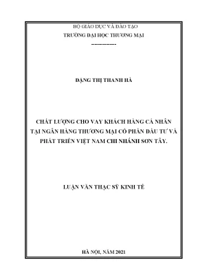 Chất lượng cho vay khách hàng cá nhân tại BIDV Sơn Tây
