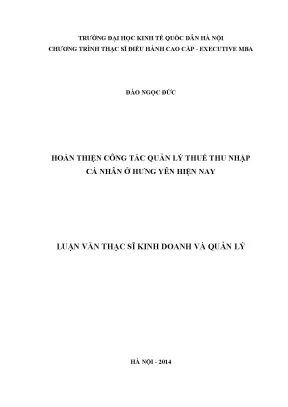 Nâng cao quản lý thuế thu nhập cá nhân tại Hưng Yên: 