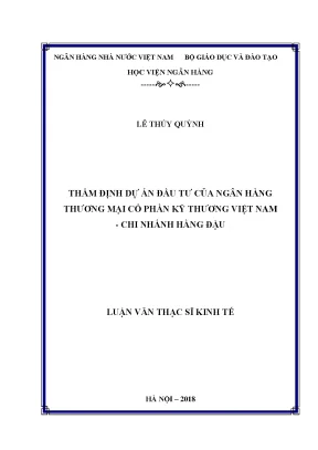 Thẩm Định Dự Án Đầu Tư Tại Ngân Hàng Thương Mại Cổ Phần