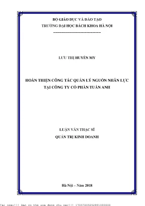 Hoàn thiện quản lý nguồn nhân lực tại Công ty Cổ phần