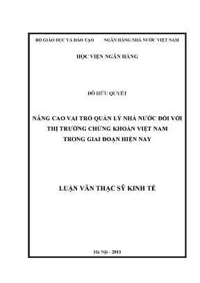 Nâng Cao Vai Trò Quản Lý Nhà Nước Đối Với Thị Trường