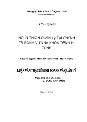 Hoàn thiện quản lý tài chính tại Bệnh viện Đa khoa tỉnh