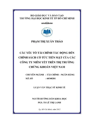 Các yếu tố tài chính ảnh hưởng đến chính sách cổ tức