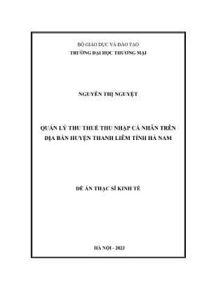 Quản Lý Thuế Thu Nhập Cá Nhân Tại Huyện Thanh Liêm, Tỉnh 