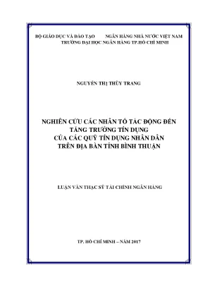 Nghiên Cứu Tác Động Đến Tăng Trưởng Tín Dụng Của Quỹ Tín