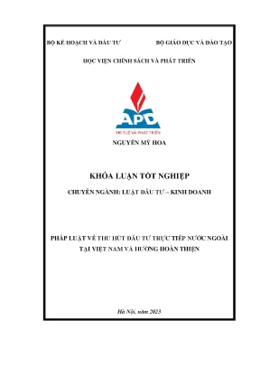 Pháp Luật Về Thu Hút Đầu Tư Trực Tiếp Nước Ngoài Tại 