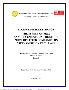 Tác động của Thông báo M&A đến Giá Cổ phiếu của Các Công 