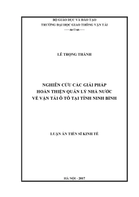 Giải Pháp Hoàn Thiện Quản Lý Nhà Nước Về Vận Tải Ô Tô 
