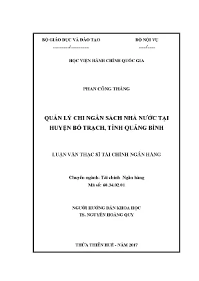 Quản Lý Chi Ngân Sách Nhà Nước Tại Huyện Bố Trạch, Tỉnh 