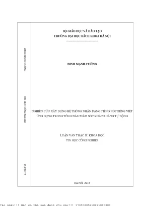 Hệ Thống Nhận Dạng Tiếng Nói Tiếng Việt Trong Tổng Đài
