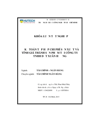 Khóa Luận Tốt Nghiệp: Kế Toán Tập Hợp Chi Phí Sản Xuất