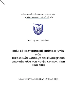 Quản Lý Hoạt Động Bồi Dưỡng Chuyên Môn Cho Giáo Viên Mầm 