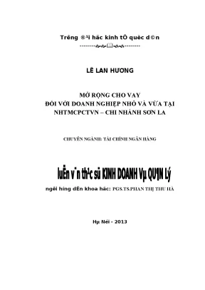 Mở Rộng Cho Vay Đối Với Doanh Nghiệp Nhỏ và Vừa Tại